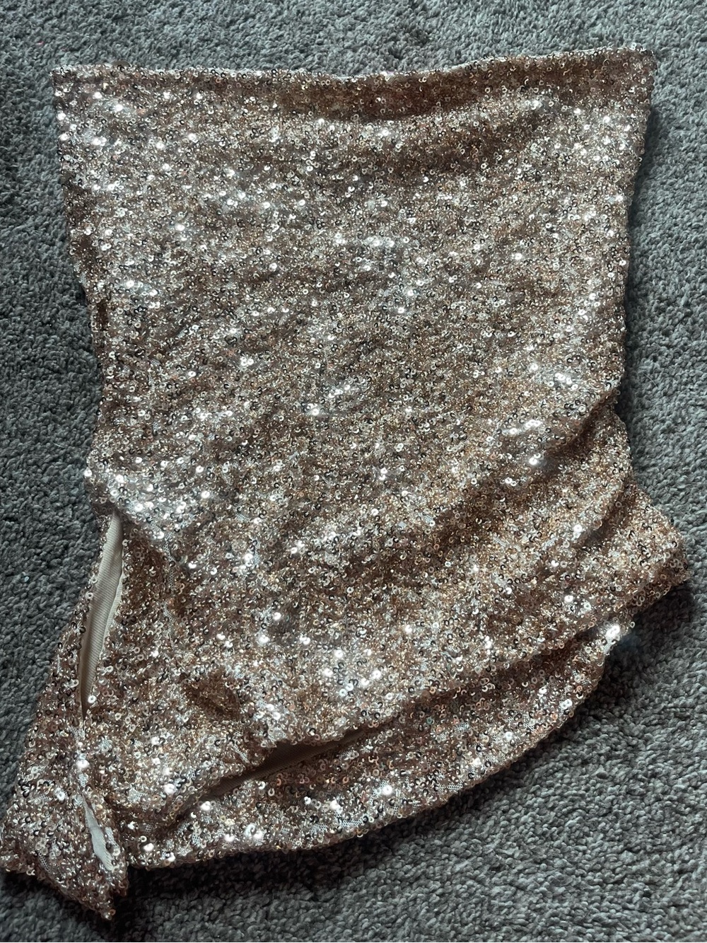 Edikted Rose Gold Sequin Tube Skirt